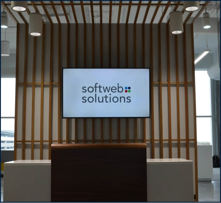 Indoor Office Lobby Sign for Softweb Solutions